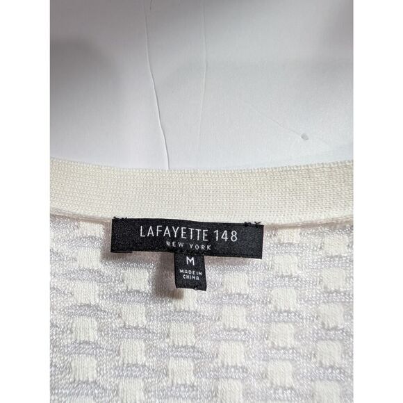 Lafayette 148 Sweater Vest Womens Medium White Quiet Luxury Tie Front - Picture 5 of 9